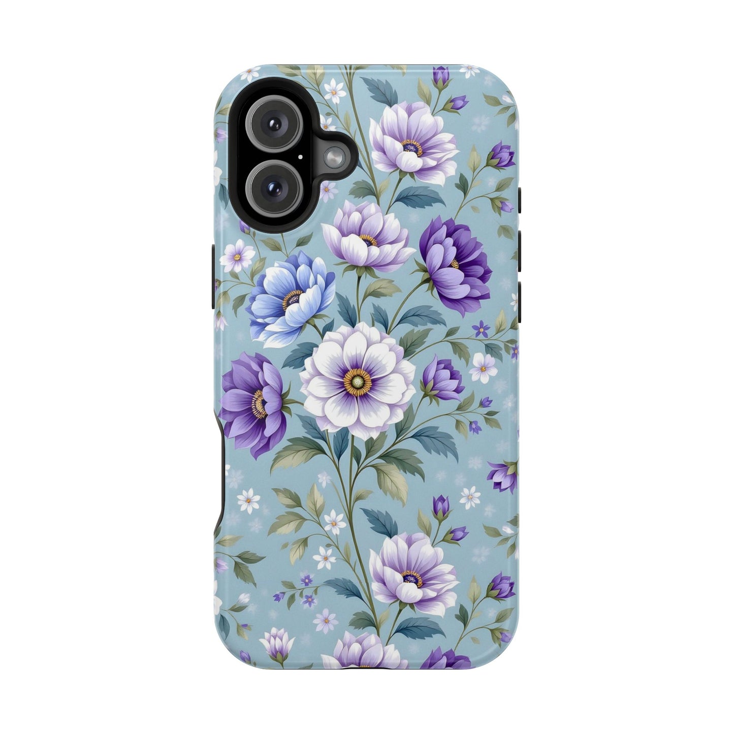 Floral Purple Peony Phone Case — Magnetic Impact‑Resistant Protective Cover
