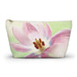 Pink Tulip Floral Accessory Pouch — Cosmetic Makeup Bag with T-Bottom