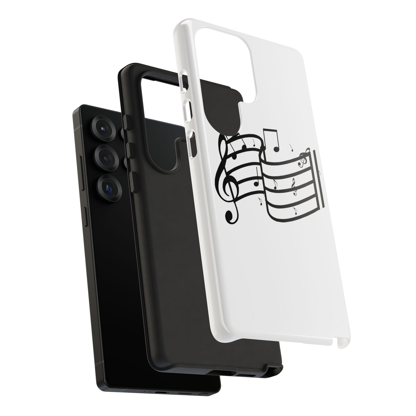 Musical Notes Phone Case — Black Treble Clef Music Staff Tough Case