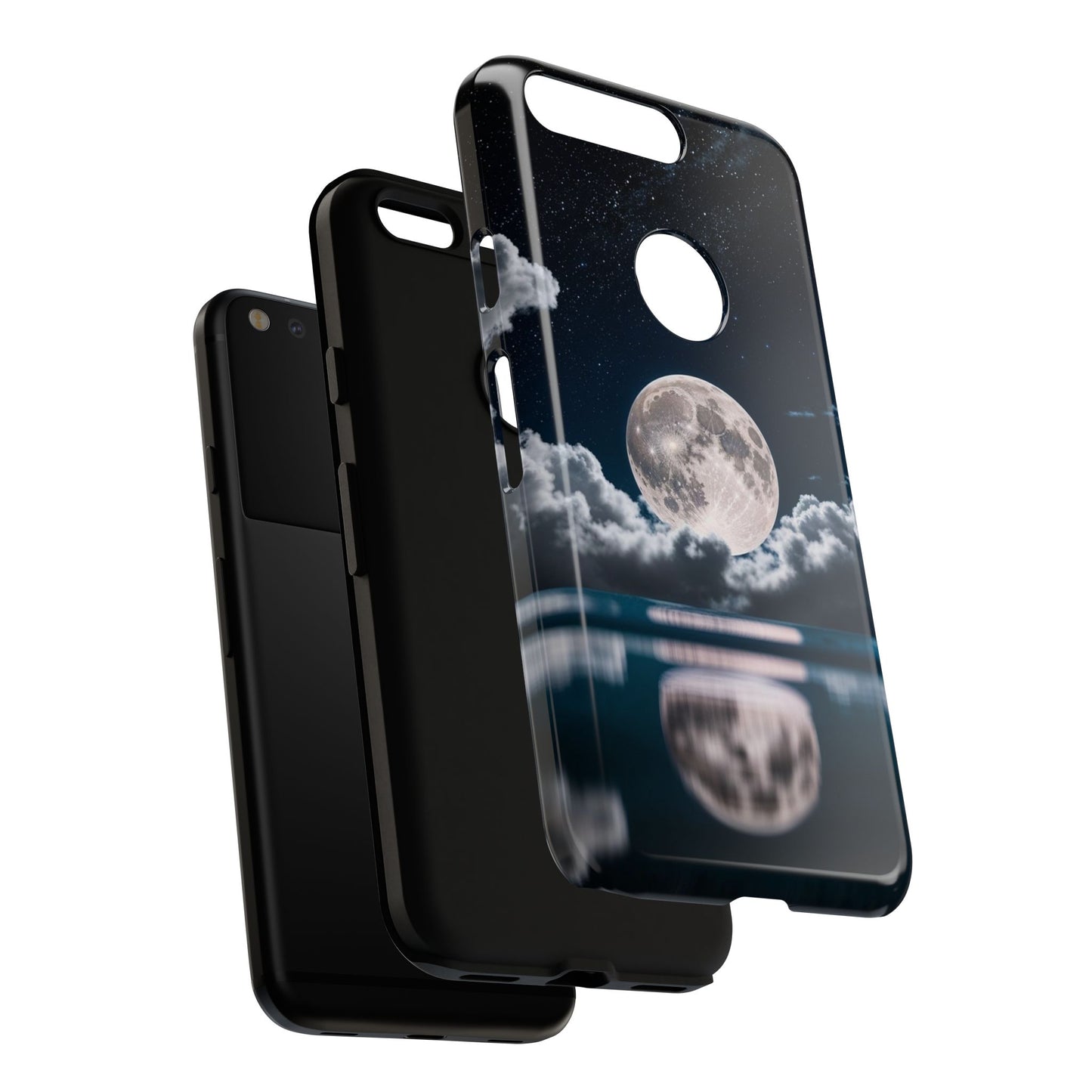 Moonlit Reflection Phone Case — Night Sky Moon & Clouds Tough Case