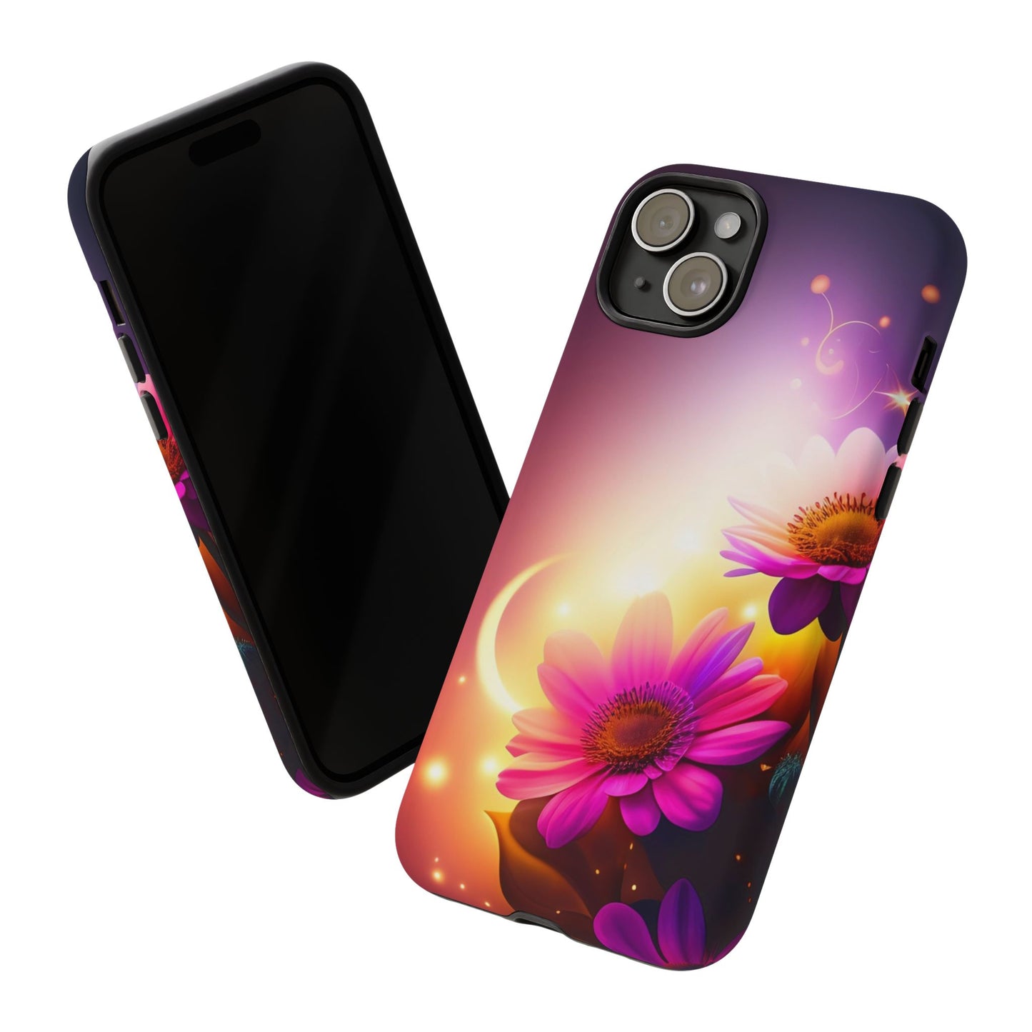 Floral Moonlight Phone Case – Purple Daisy Protective Cover