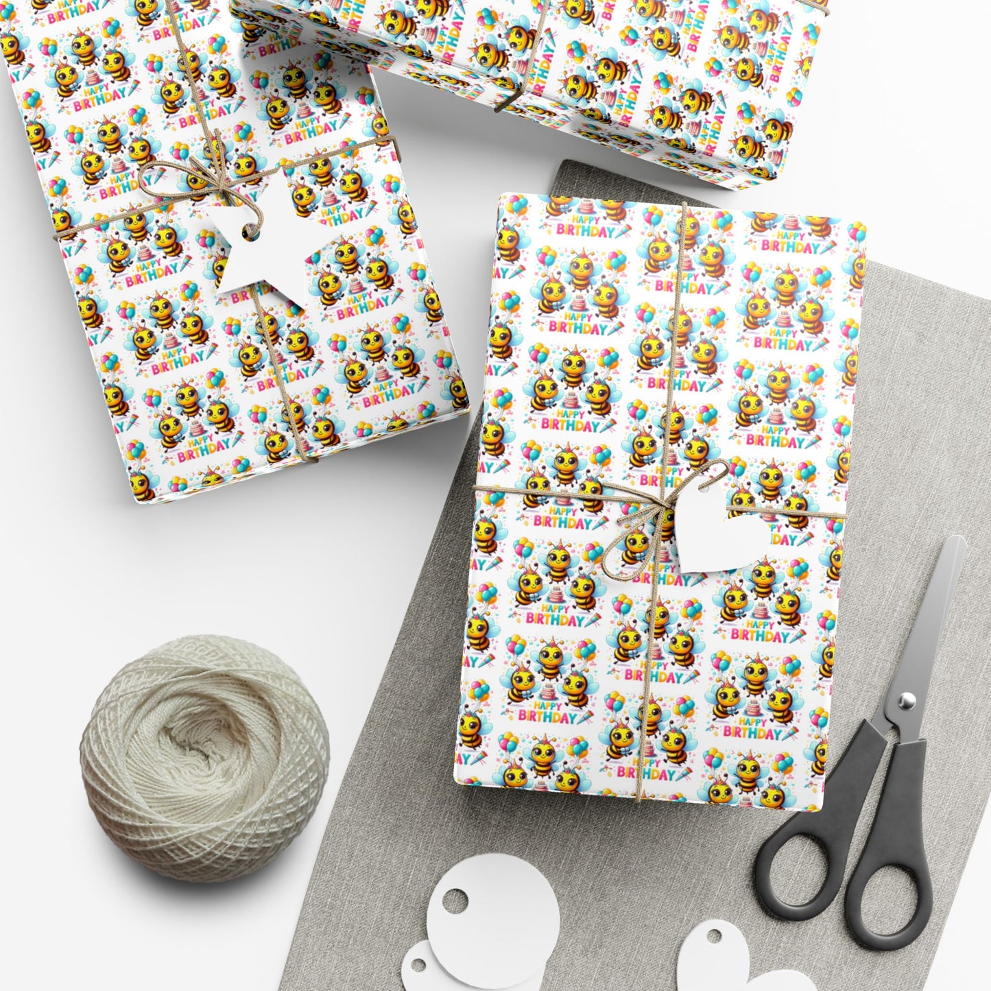 Wrapping Paper — Cute Chick 'Happy Birthday' Bee Pattern Gift Wrap