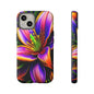Floral Neon Tough Phone Case — Vivid Purple & Orange Lily Protective Cover