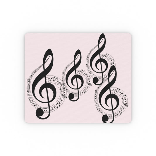 Music Treble Clef Mouse Pad — Pink Piano Desk Mat for Musicians & Music Lovers