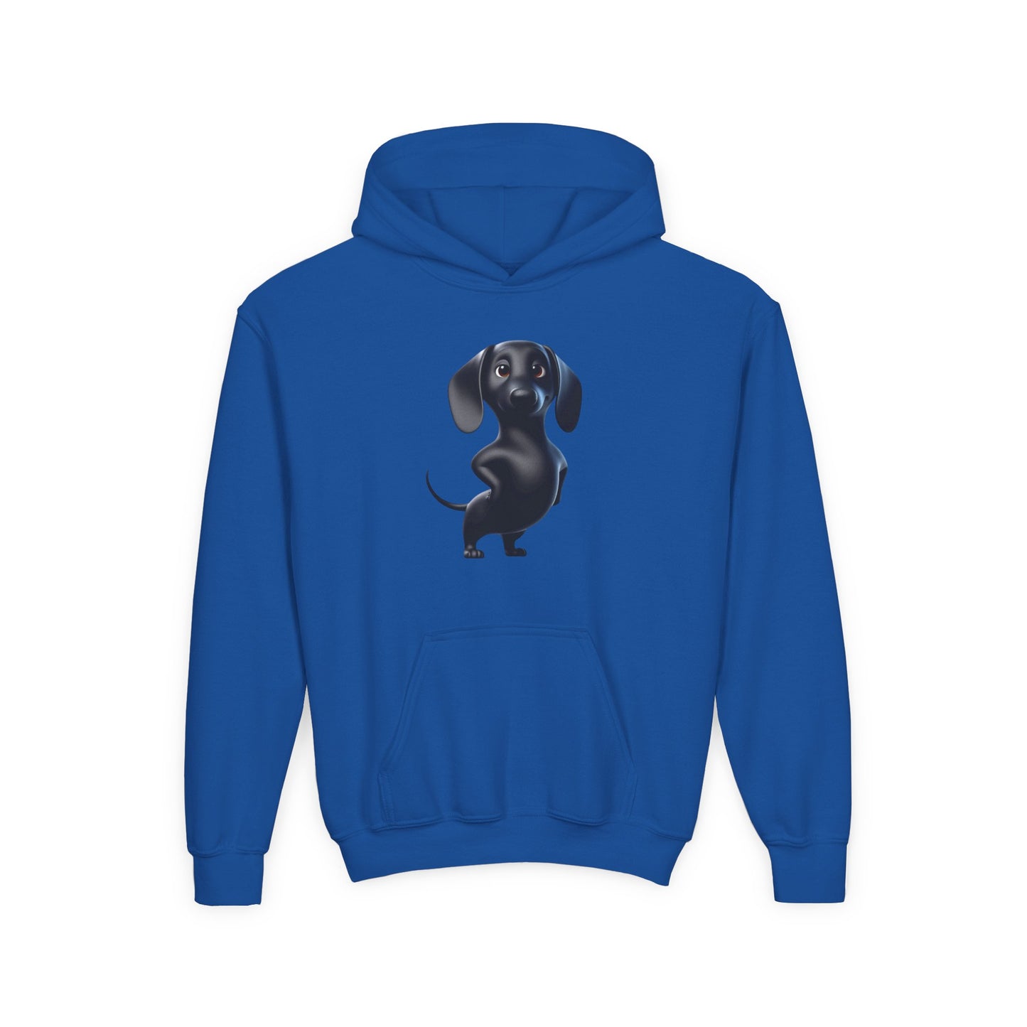 Youth Hoodie — Cute Black Dachshund Graphic