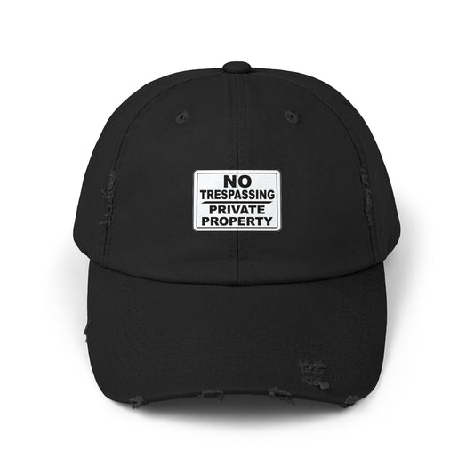 Unisex Distressed Cap - No Trespassing