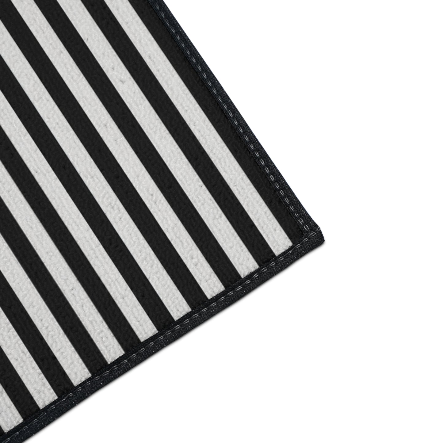 Black & White Striped Heavy Duty Floor Mat — Durable Entrance Rug for Home, Office & Garage