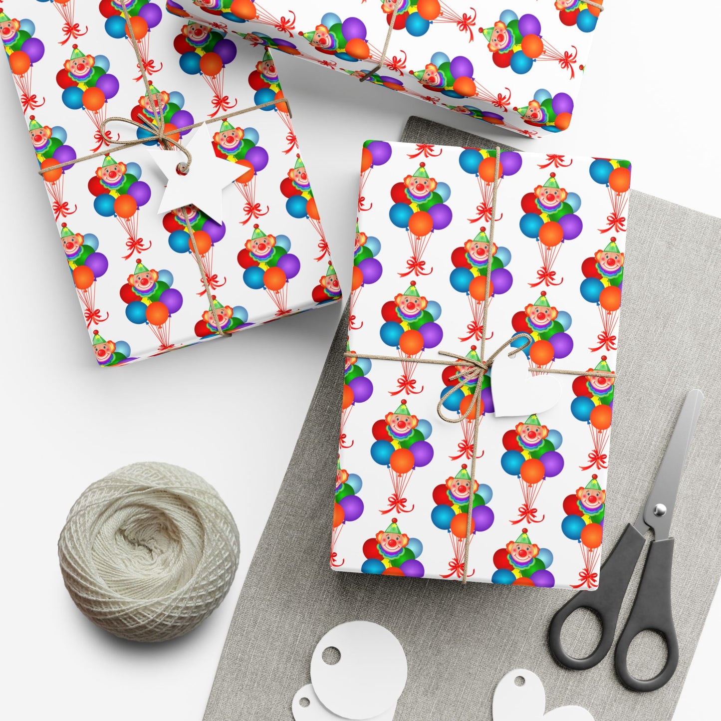 Birthday Clown Balloon Gift Wrap Paper — Colorful Party Wrapping Sheets for Kids