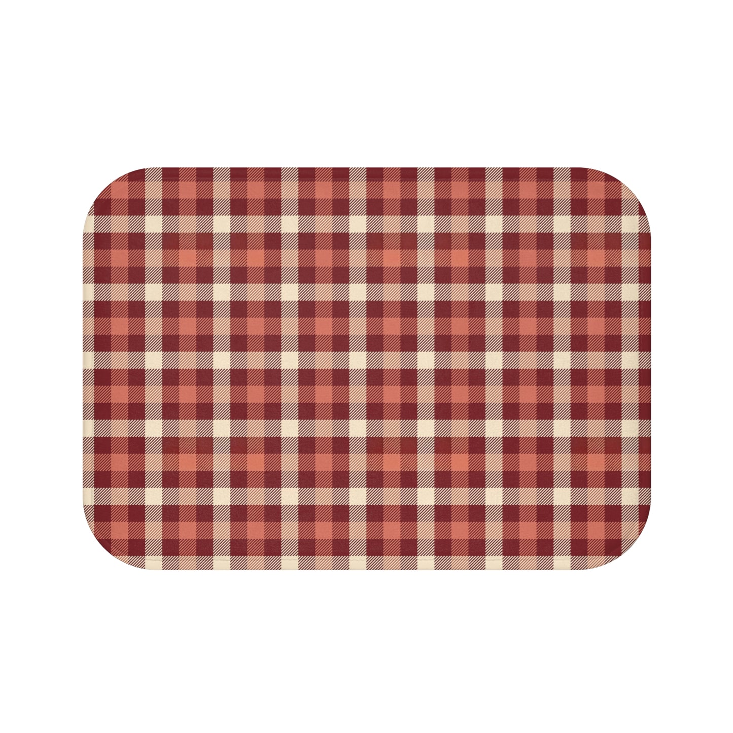 Cozy Rustic Plaid Bath Mat - Farmhouse Bathroom Decor, Non-Slip Shower Rug, Home Gift, Gingham Print, Country Style