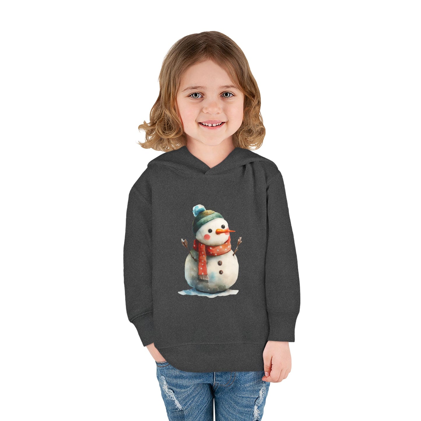 Cozy Snowman Toddler Pullover Fleece Hoodie - Winter Apparel, Cute Gift for Kids, Holiday Wear, Soft Hoodie for Toddlers, Christmas Outfit