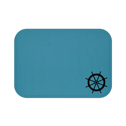 Nautical Bath Mat, Beach Home Decor, Wheel Design Mat, Coastal Bathroom Accessories, Great for Nautical Theme