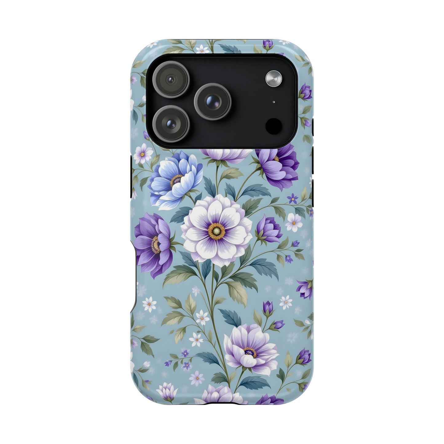 Floral Purple Peony Phone Case — Magnetic Impact‑Resistant Protective Cover