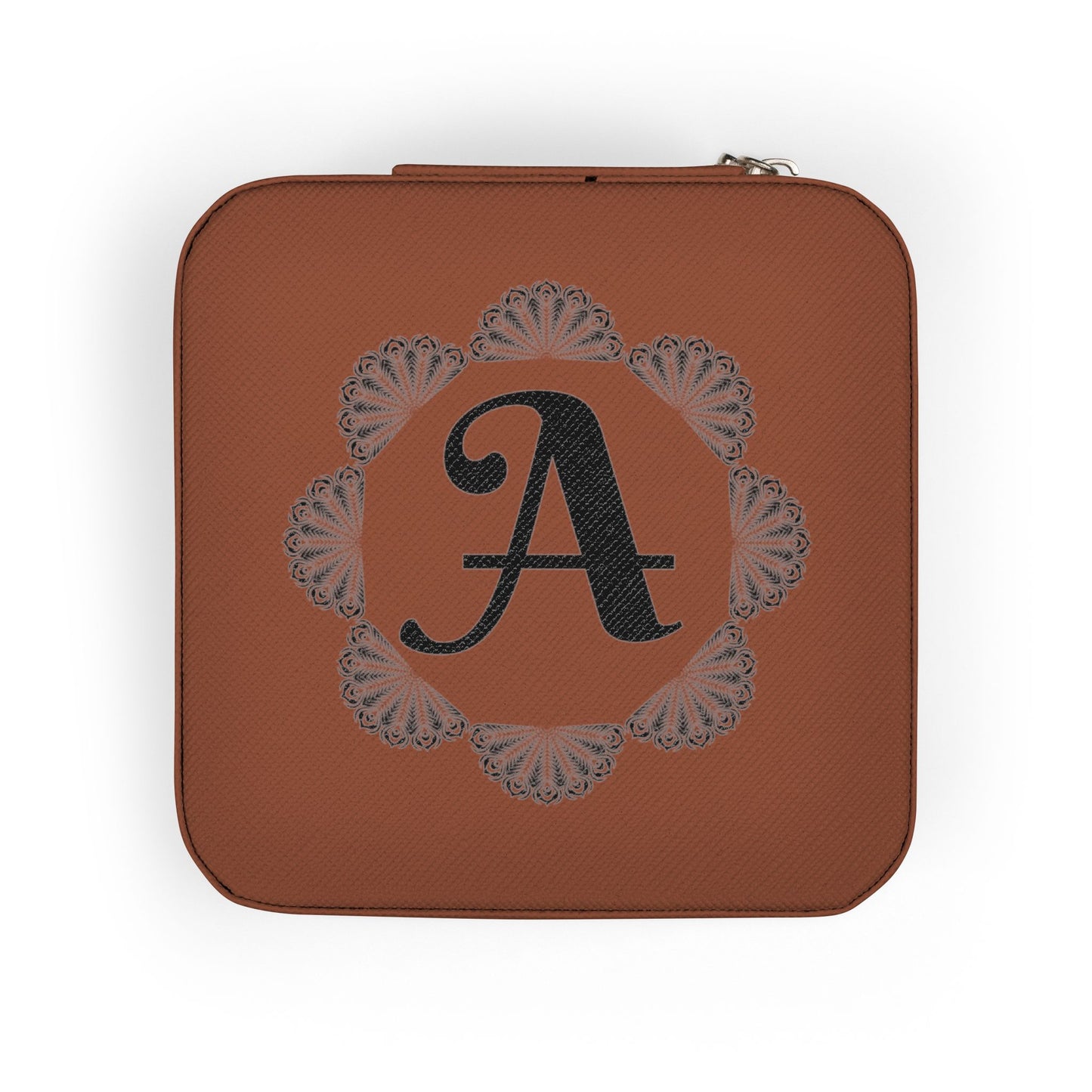 Monogrammed A Pink Travel Jewelry Case — Compact Organizer for Earrings, Rings & Necklaces