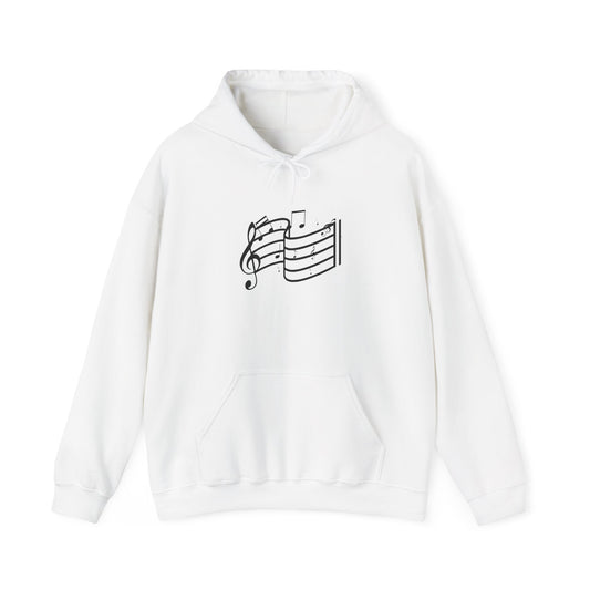 Music Notes Hoodie — Minimal Sheet Music Design