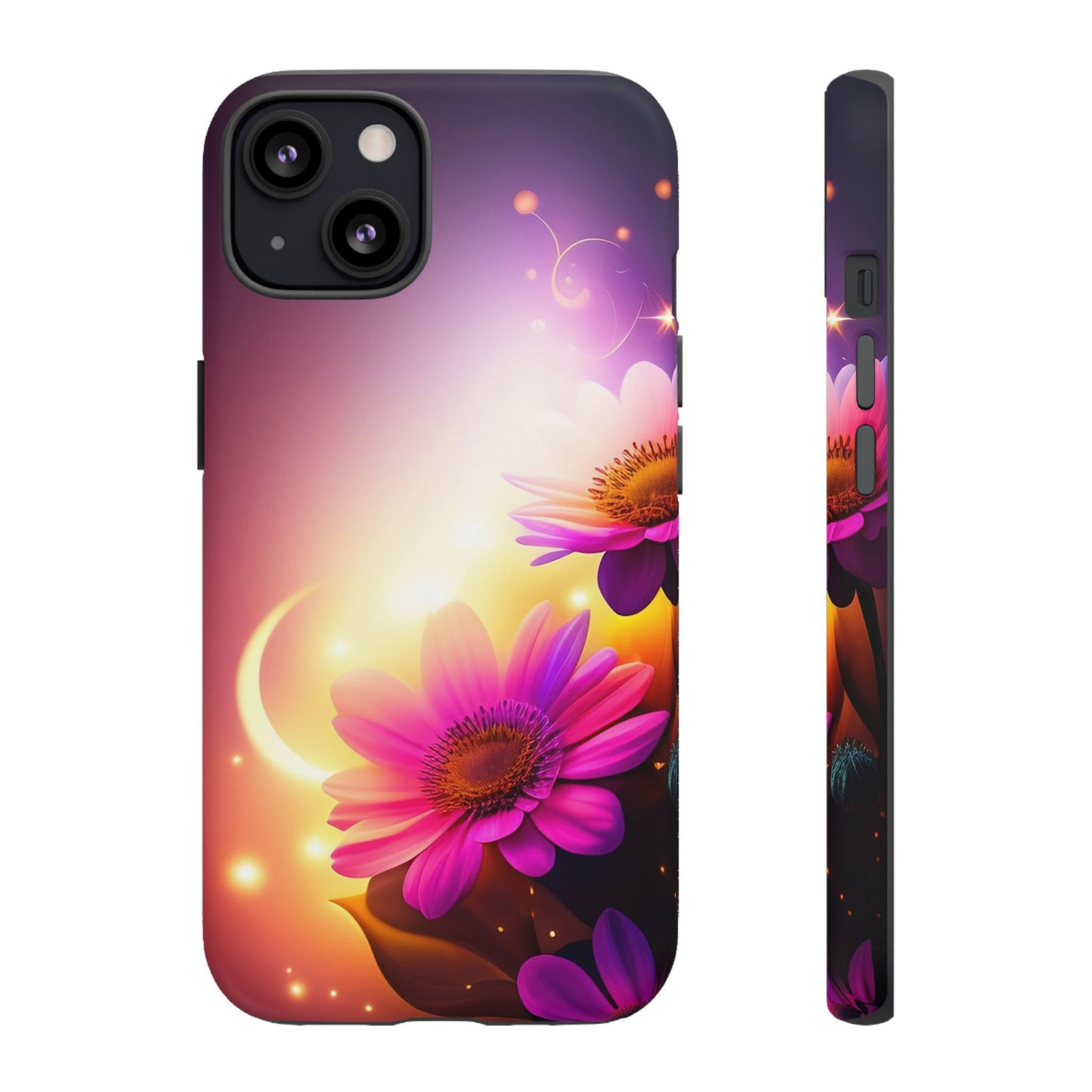 Floral Moonlight Phone Case – Purple Daisy Protective Cover