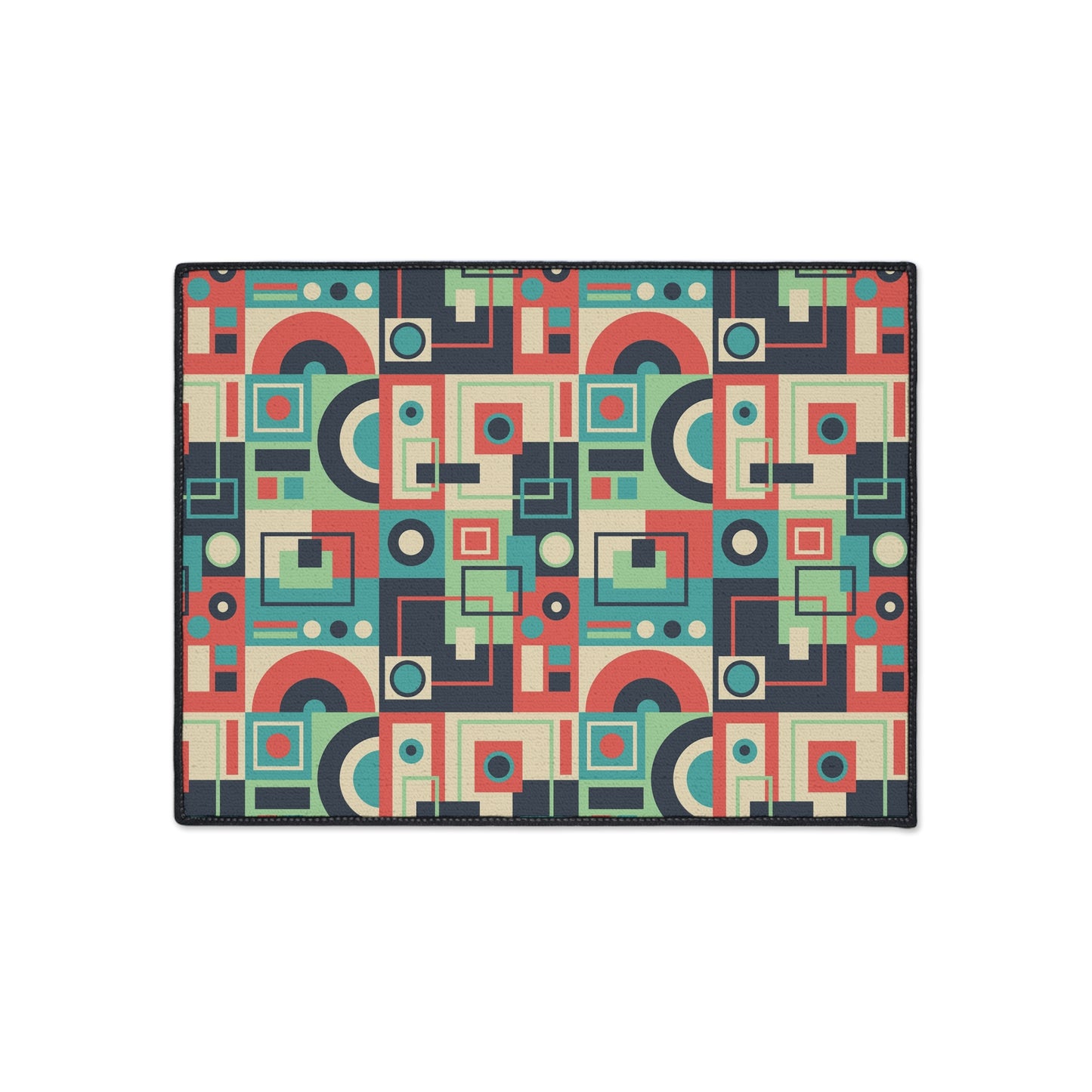 Retro Geometric Heavy Duty Floor Mat — Mid-Century Modern Entryway Rug