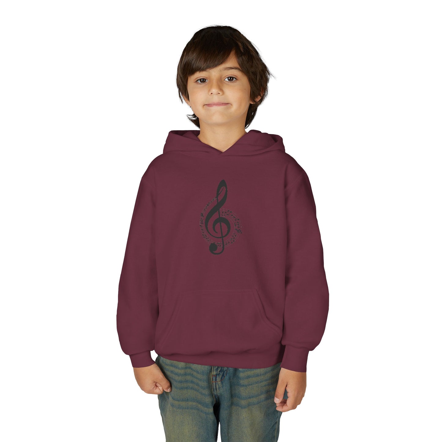 Youth Music Treble Clef Hoodie – Cute Musical Notes Kids Sweatshirt