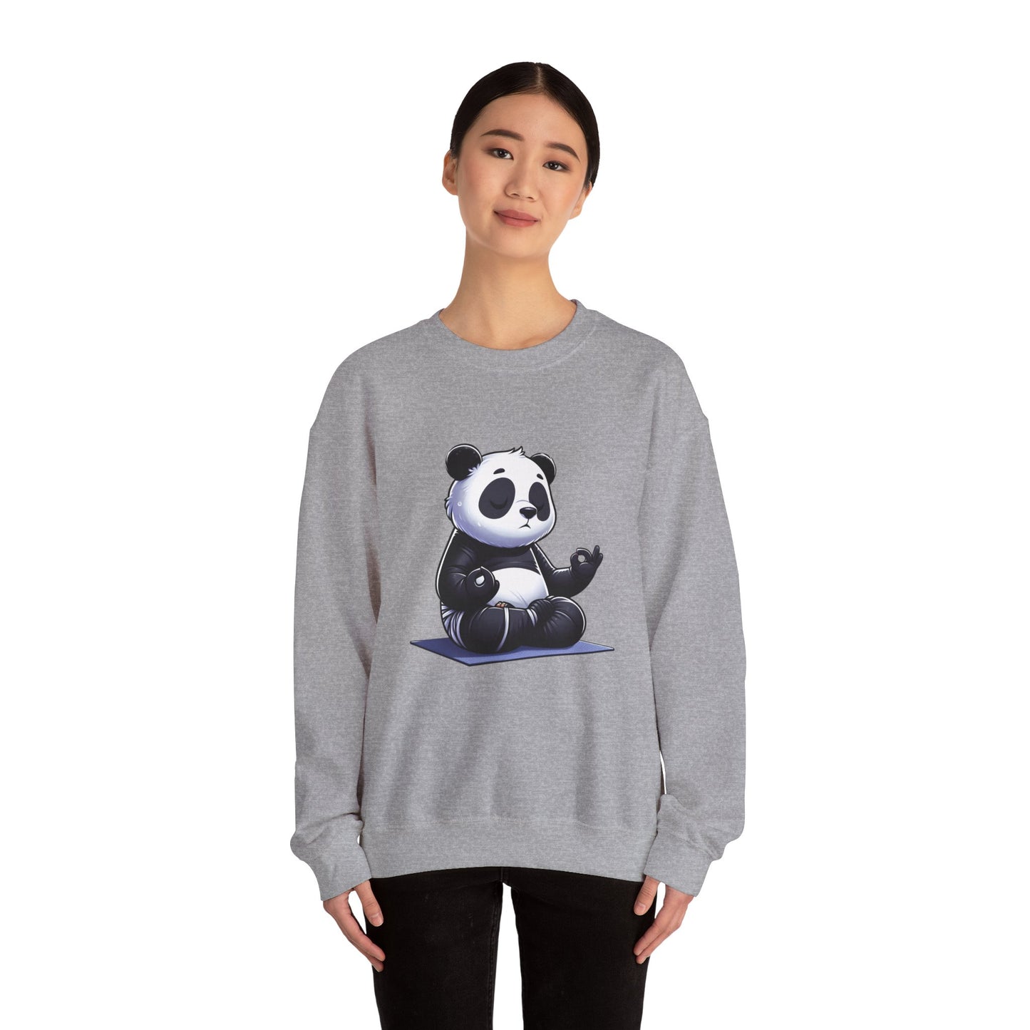 Crewneck Sweatshirt — Meditating Panda Graphic Cozy Pullover