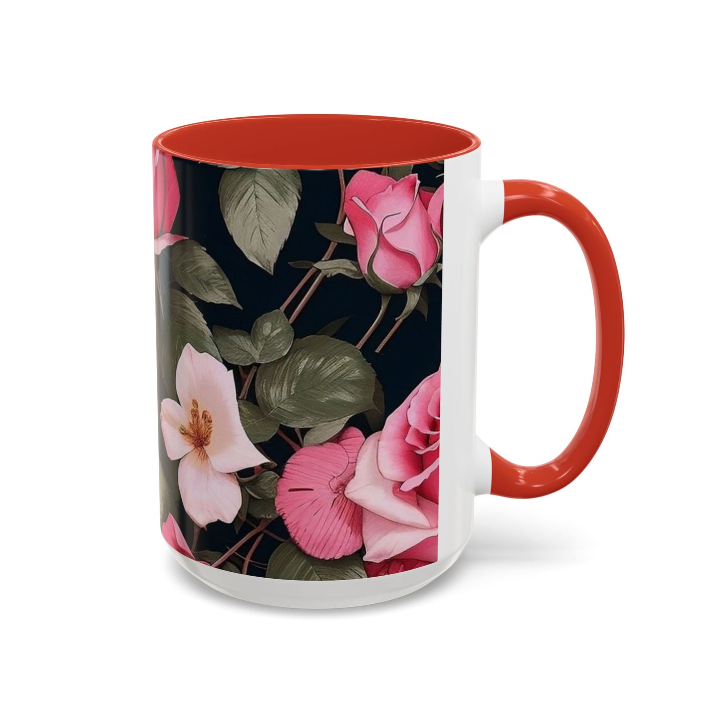 Floral Accent Coffee Mug, Gift for Her, Cute Floral Mug, Spring Decor, Coffee Lover Gift