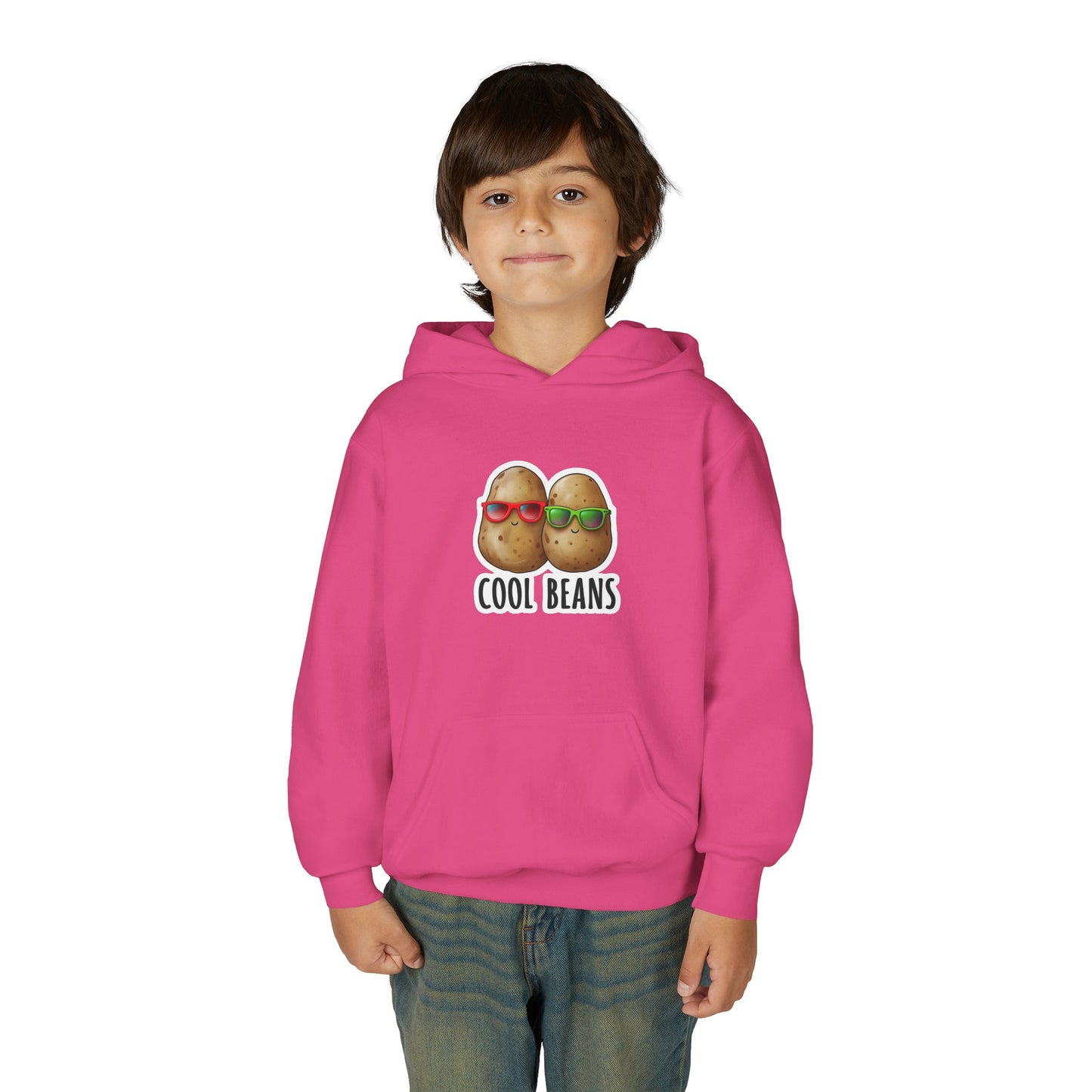 Youth 'Cool Beans' Hoodie – Cute Kids Graphic Sweatshirt with Sunglasses Potato Design