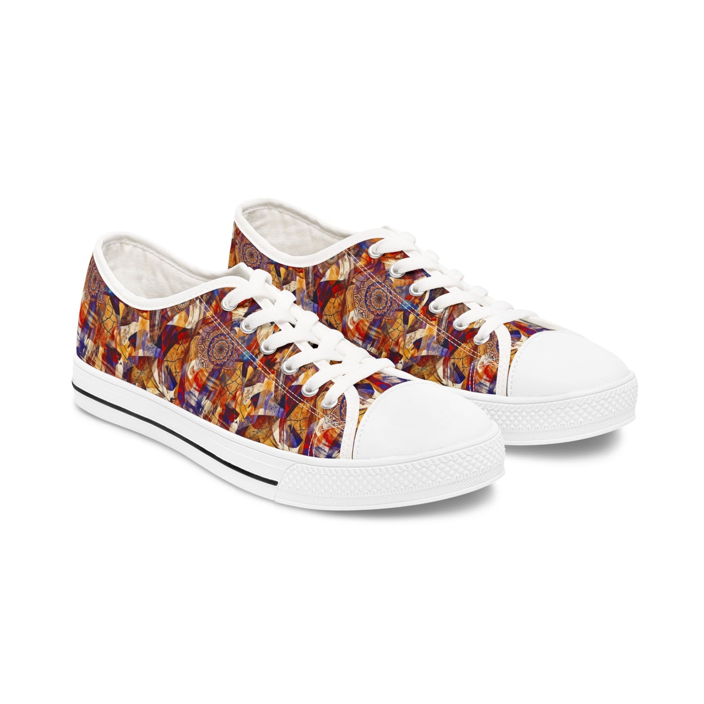 Abstract Mosaic Low Top Sneakers — Women's Artistic Casual Shoes