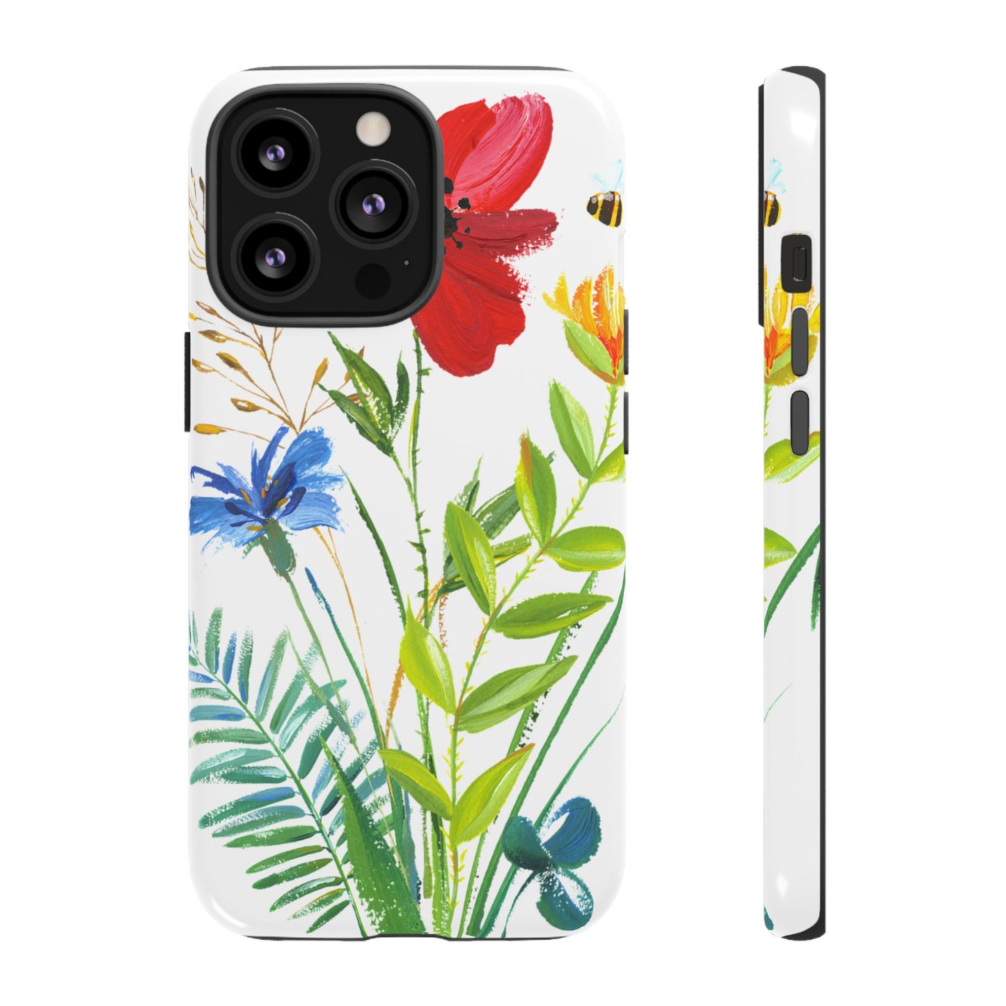 Floral Watercolor Tough Phone Case — Wildflower Bouquet Protective Cover