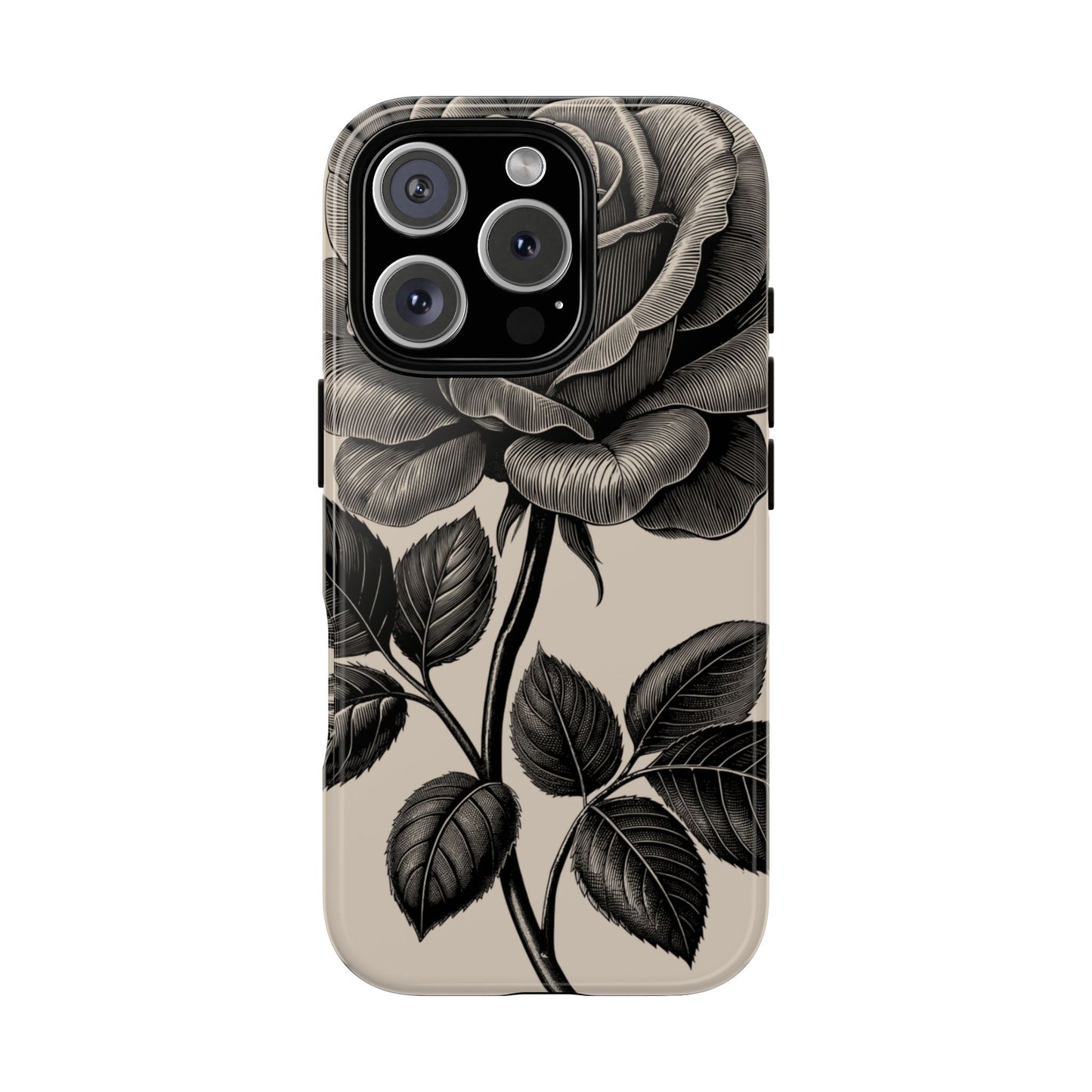 Black Rose Phone Case, Tough Cases with Floral Design, Elegant Tech Accessory, Gift for Flower Lovers, Stylish Protection