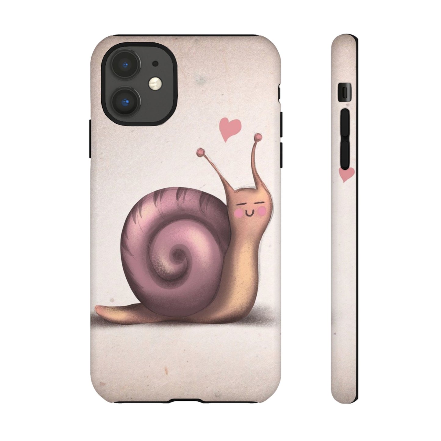 Cute Snail Phone Case — Pink Heart Cartoon Protective iPhone Cover