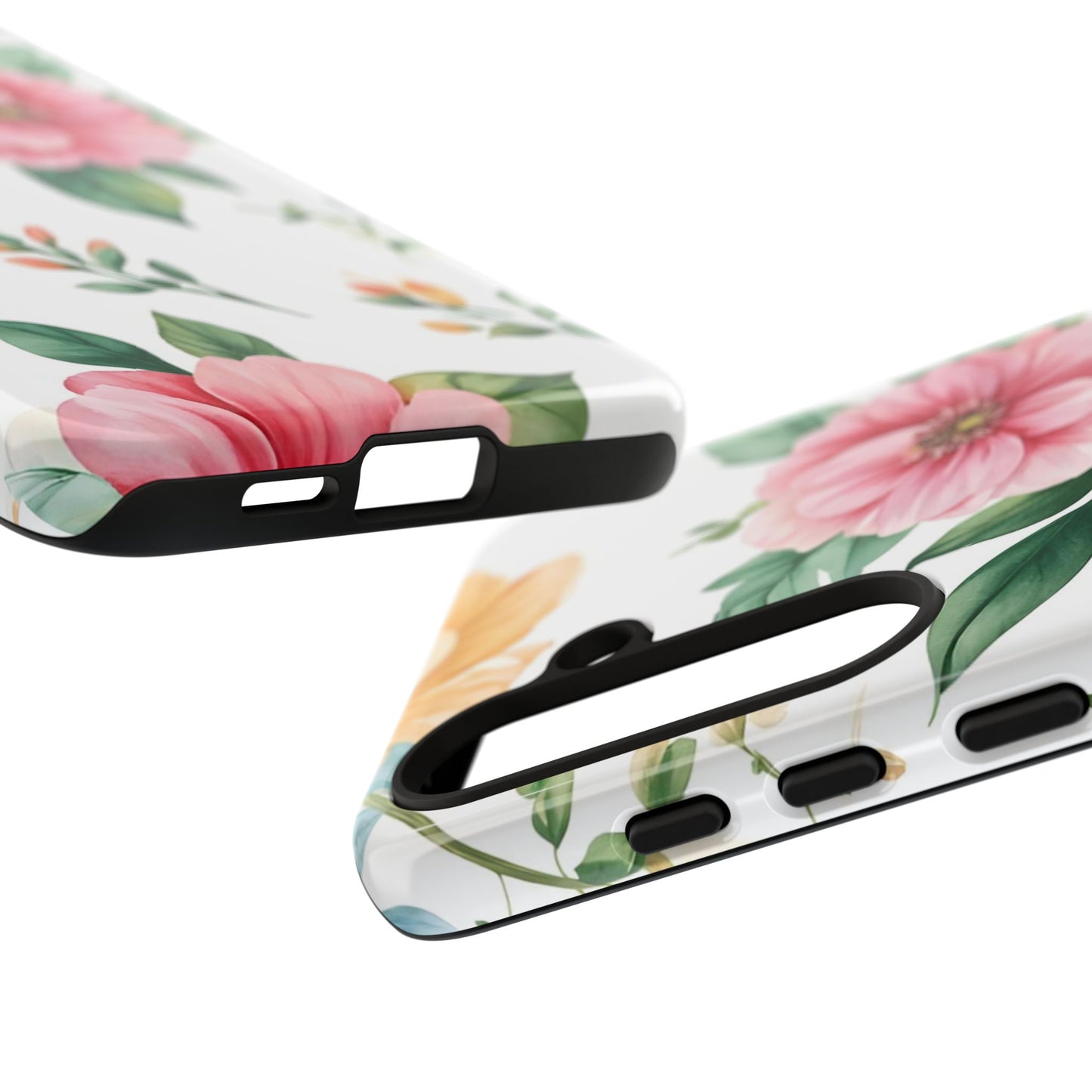 Floral Tough Phone Case — Pink Peony Protective Phone Cover