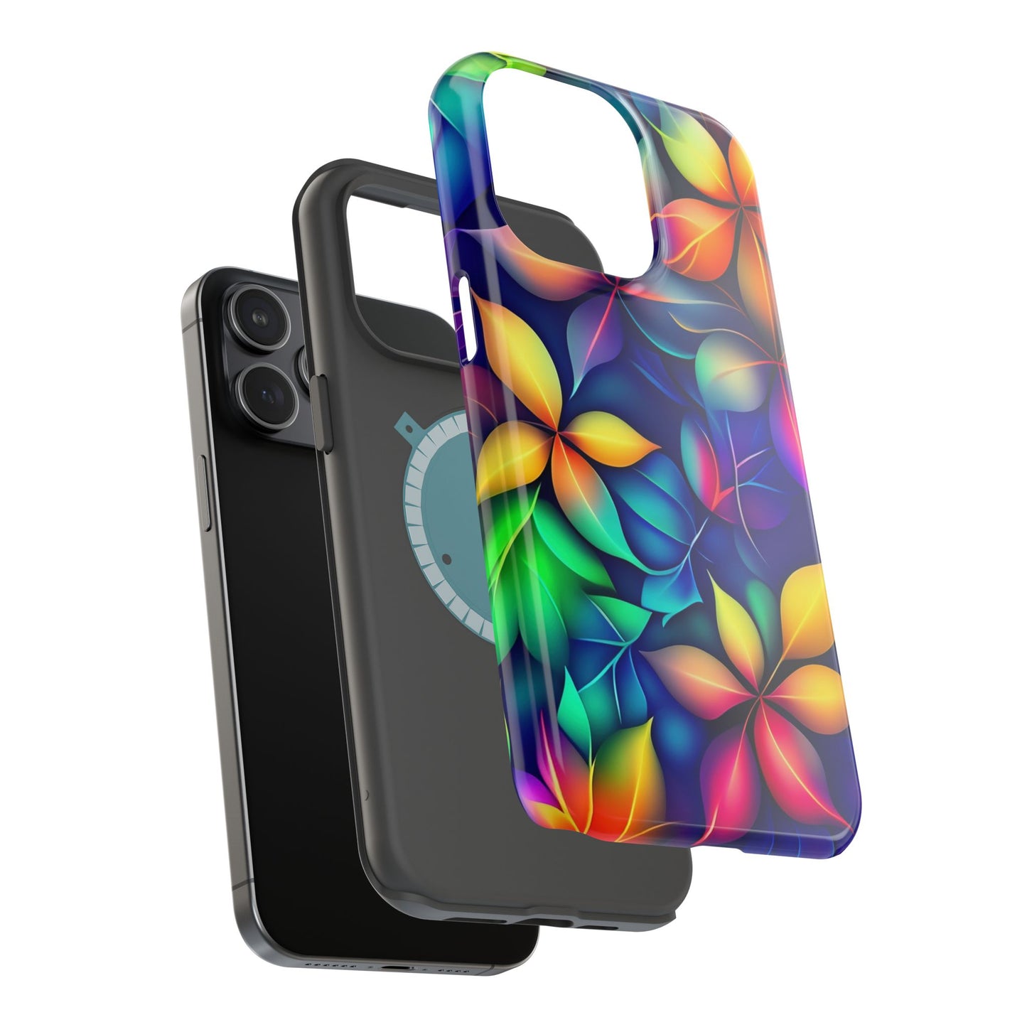 Floral Prism Magnetic Impact-Resistant Phone Case — Colorful Gradient Petal Design