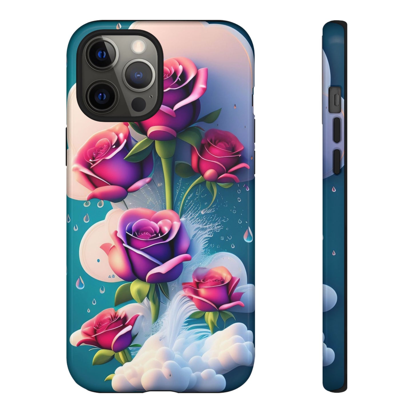 Floral Dream Tough Phone Case — Rose Bouquet Clouds Design