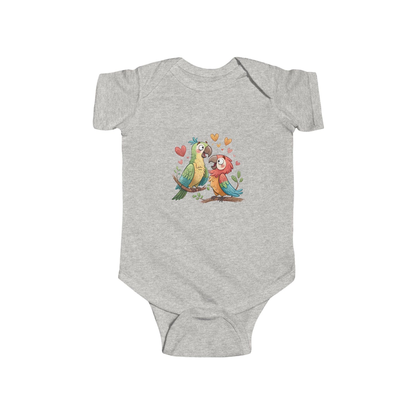 Baby Bodysuit — Cute Parrot & Sloth Love Graphic Infant Onesie