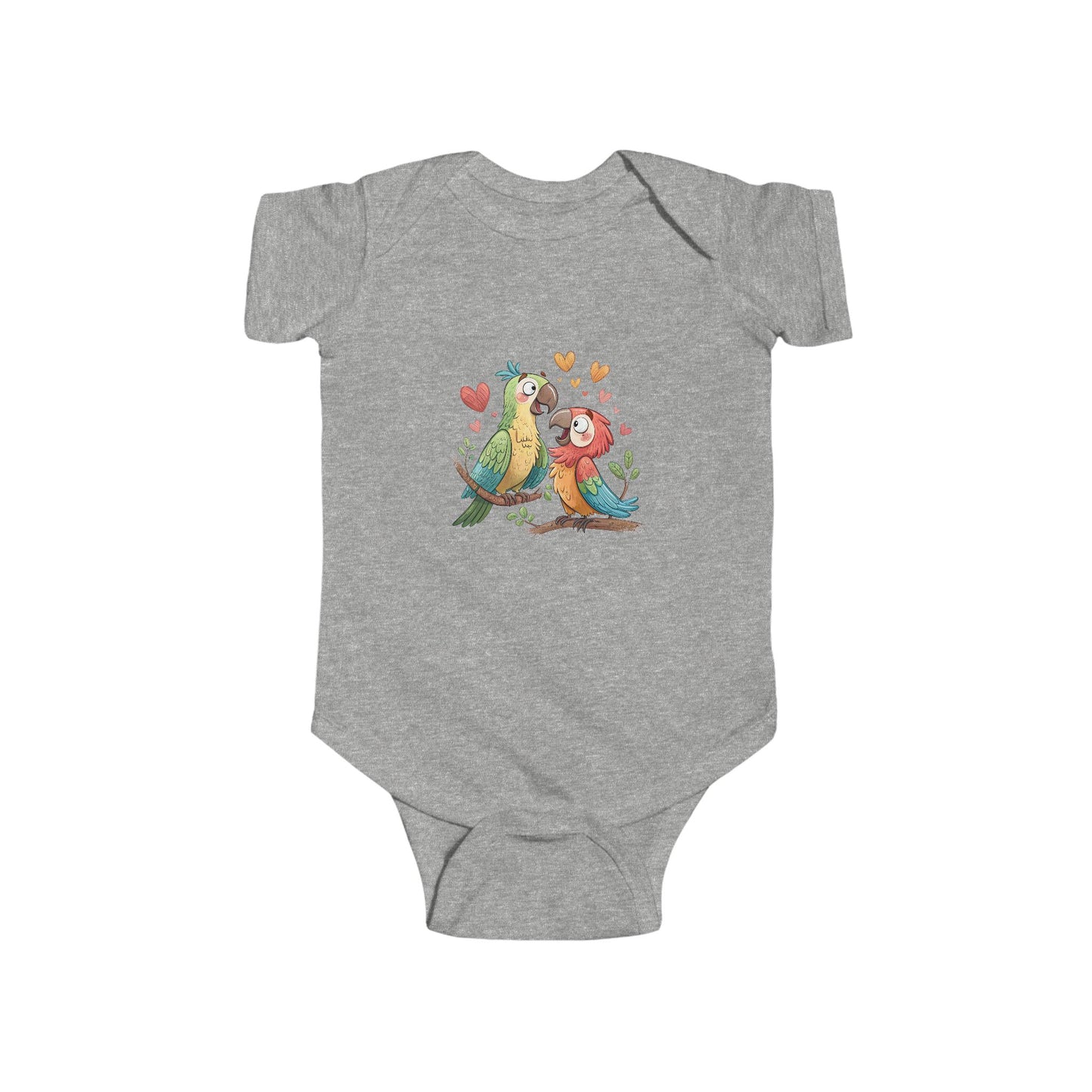 Baby Bodysuit — Cute Parrot & Sloth Love Graphic Infant Onesie