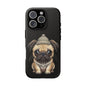 Pug Phone Case – Cute Pug Puppy Illustration on Black Tough Case