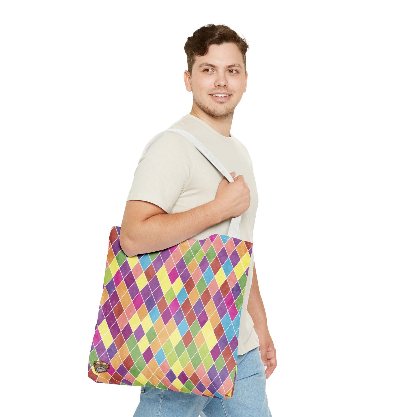 Colorful Geometric Tote Bag, Funky Shoulder Bag, Eco-Friendly Shopping Tote, Stylish Beach Bag, Art-Inspired Everyday Bag
