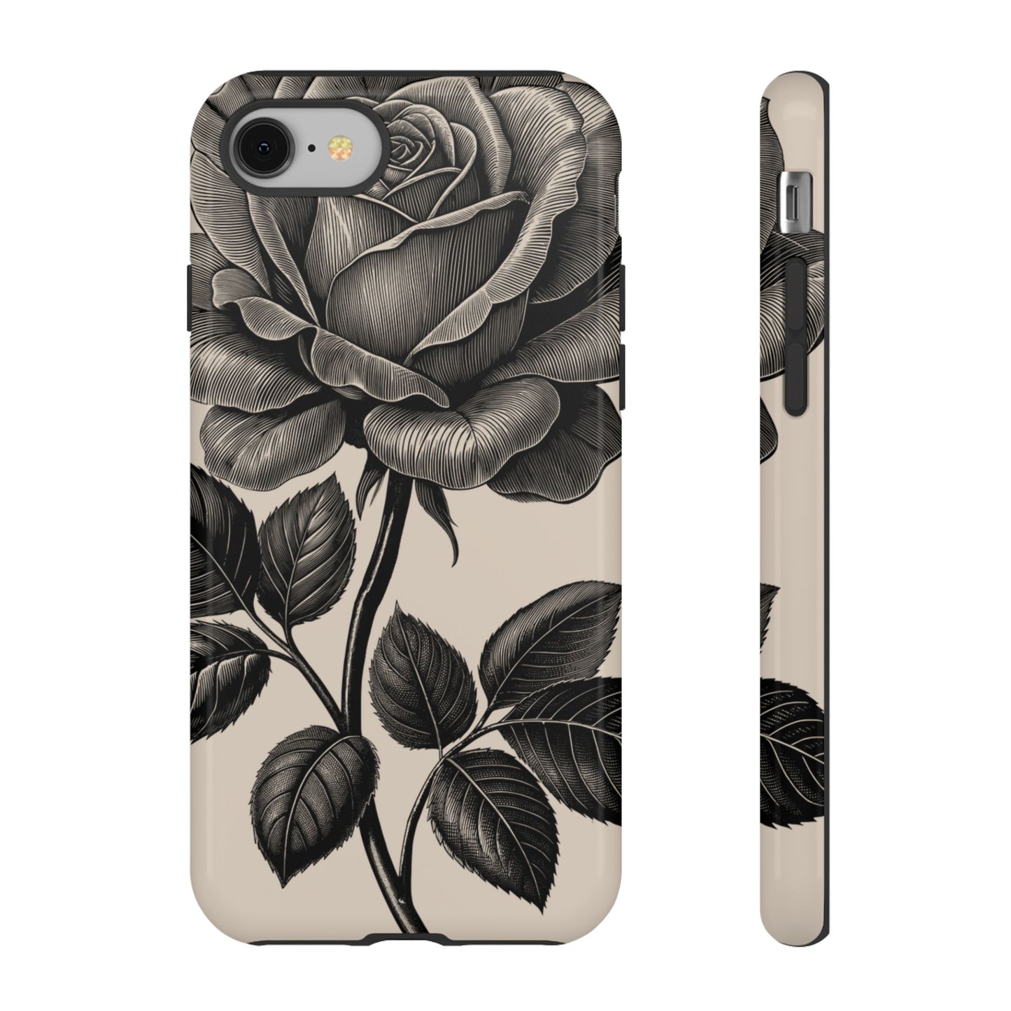 Black Rose Phone Case, Tough Cases with Floral Design, Elegant Tech Accessory, Gift for Flower Lovers, Stylish Protection