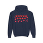 Youth Hoodie — Cute Red Heart Pattern Kids Sweatshirt (Valentine’s Day)
