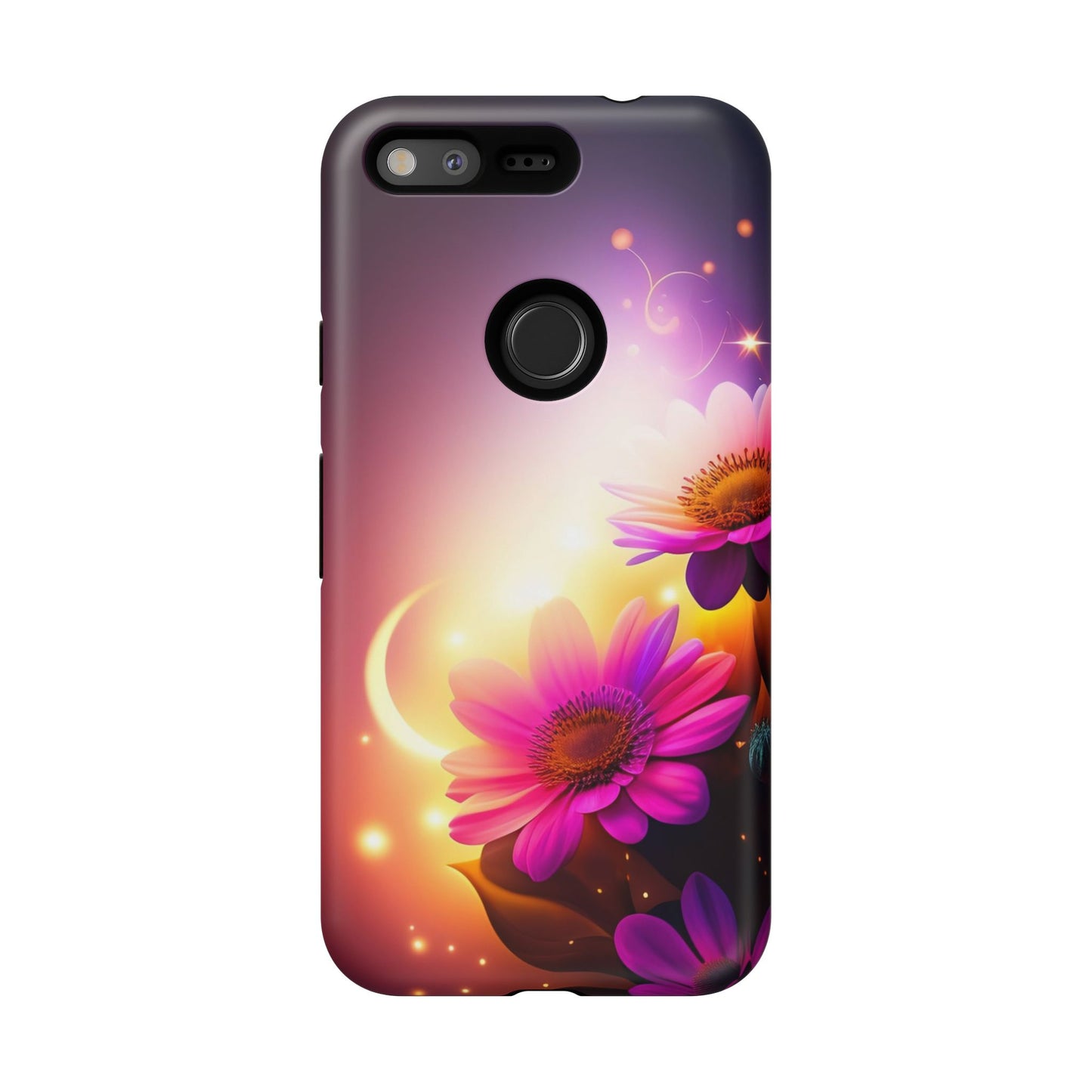 Floral Moonlight Phone Case – Purple Daisy Protective Cover