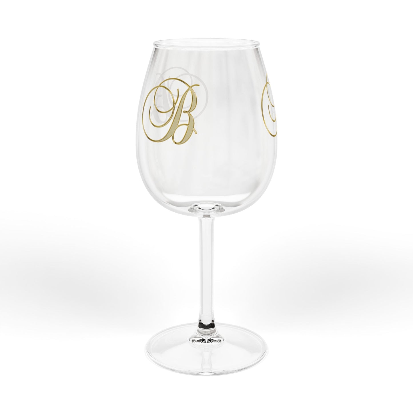 Monogrammed Gold 'B' 12oz Wine Glass — Elegant Personalized Stemware