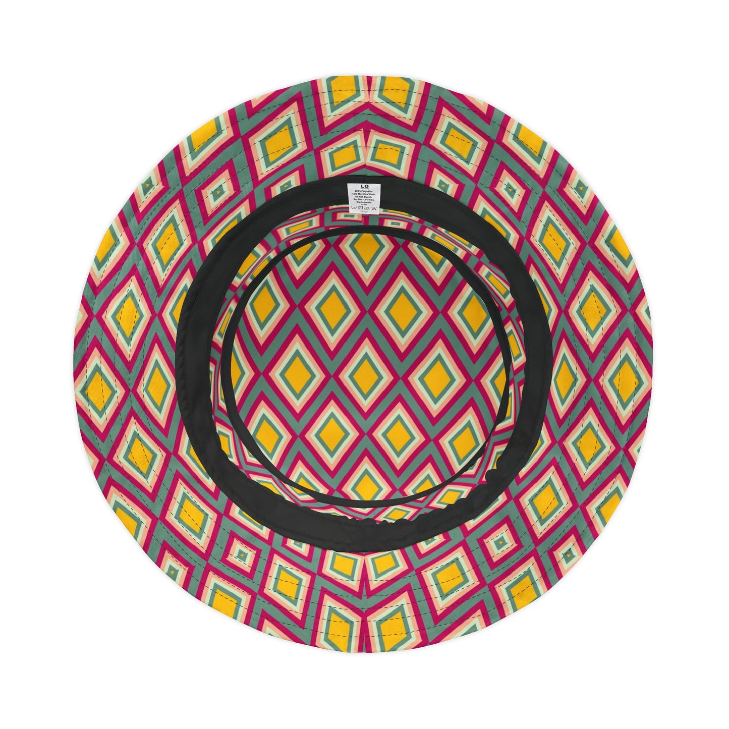 Diamond Geo Print Bucket Hat — Colorful Retro Festival Sun Hat