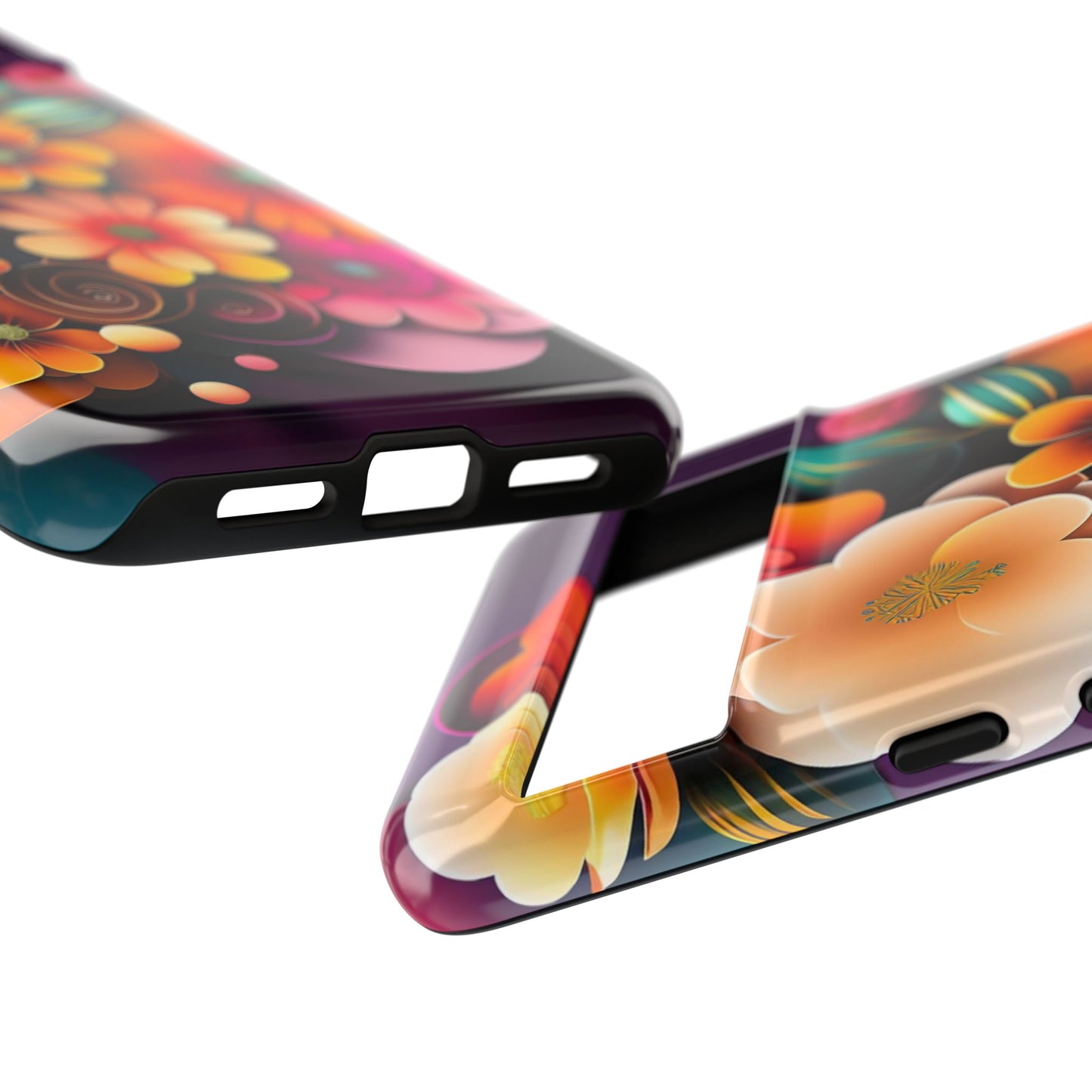 Floral Burst Tough Phone Case — Colorful Retro Flowers Protective Cover