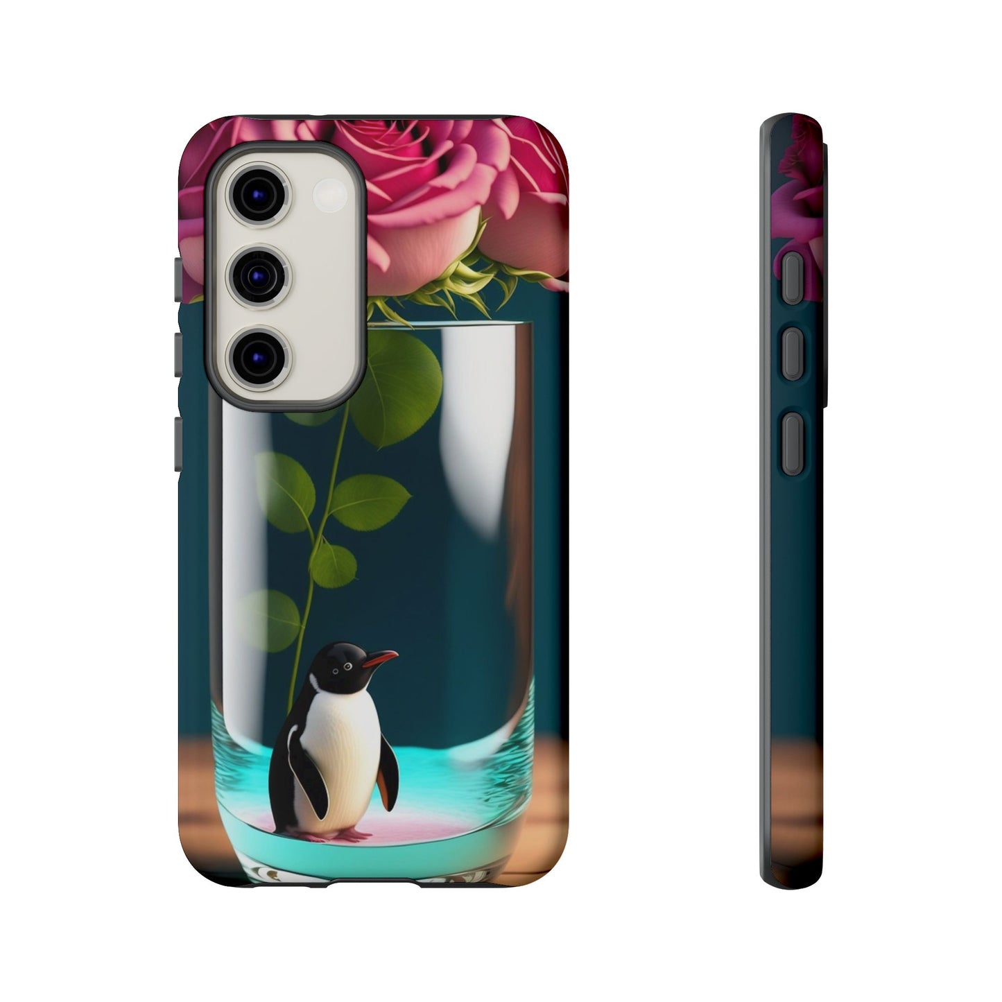 Penguin in a Glass Floral Tough Phone Case — Cute Protective Phone Cover