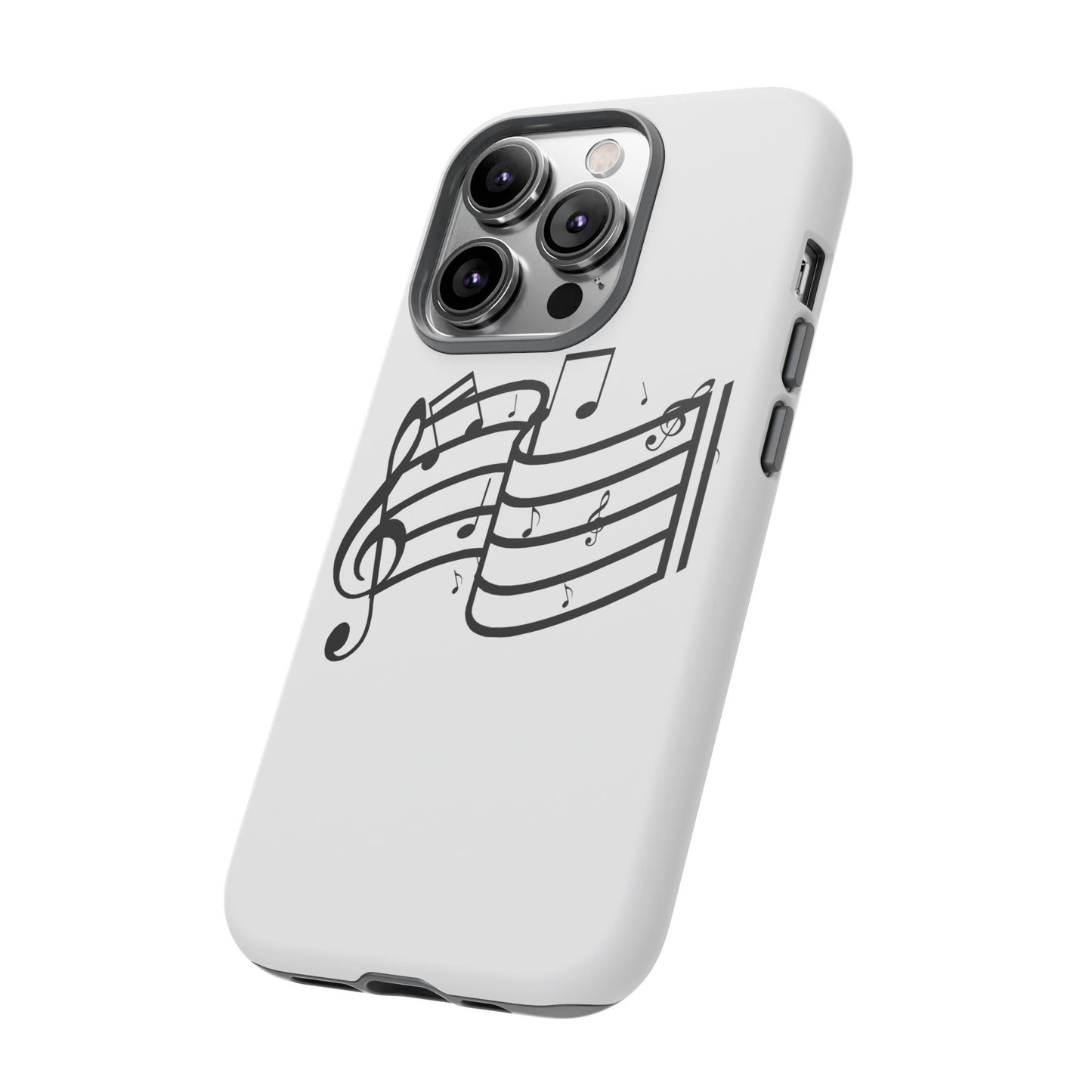 Musical Notes Phone Case — Black Treble Clef Music Staff Tough Case