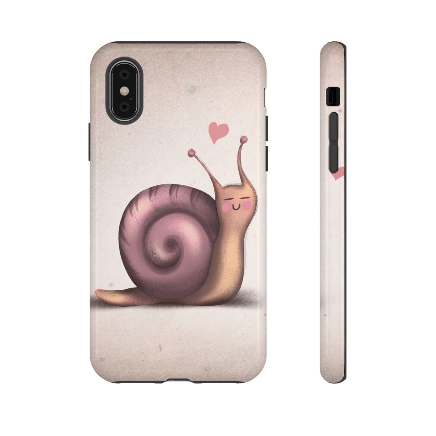 Cute Snail Phone Case — Pink Heart Cartoon Protective iPhone Cover