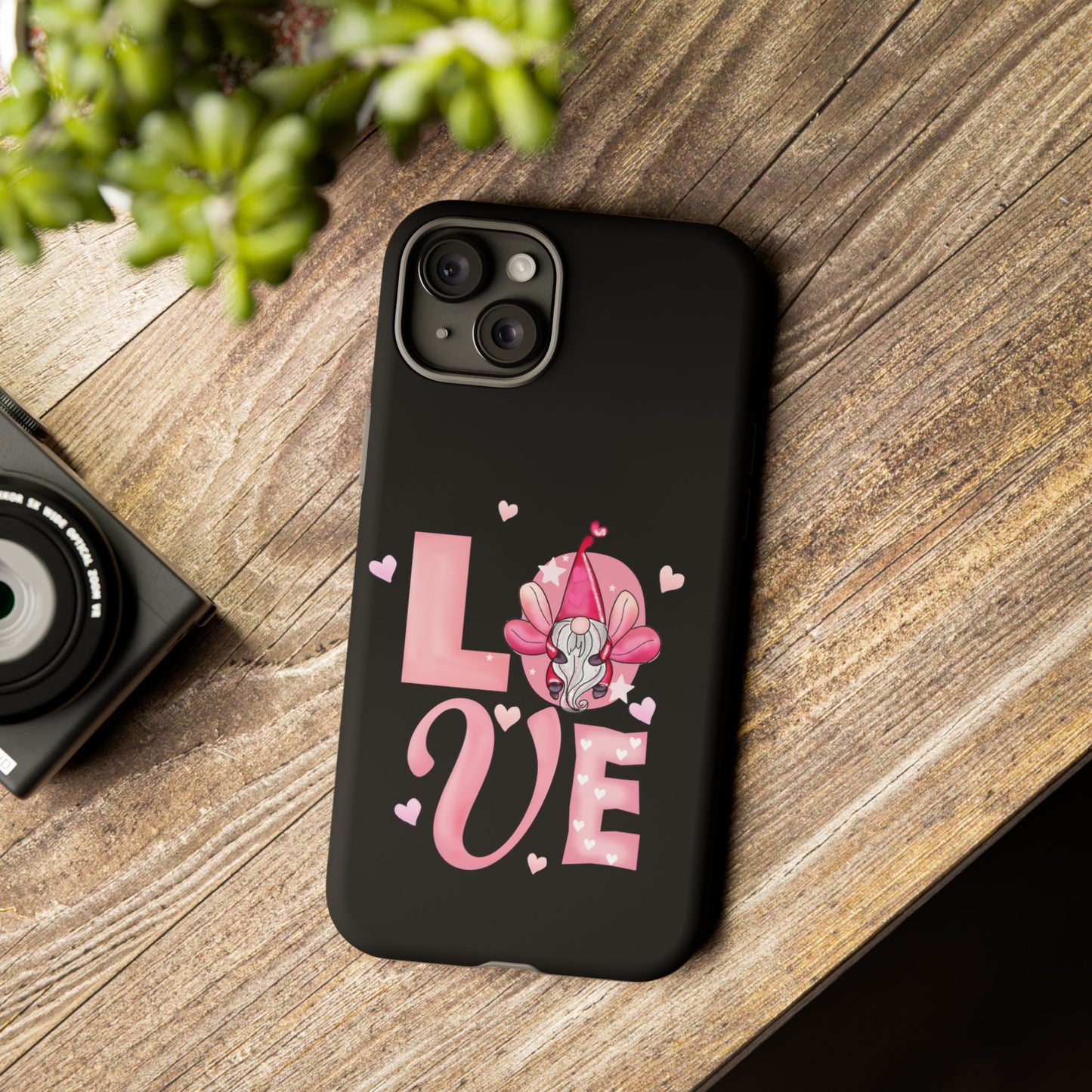 Love Gnome Phone Case — Cute Pink Heart Valentines Protective Case