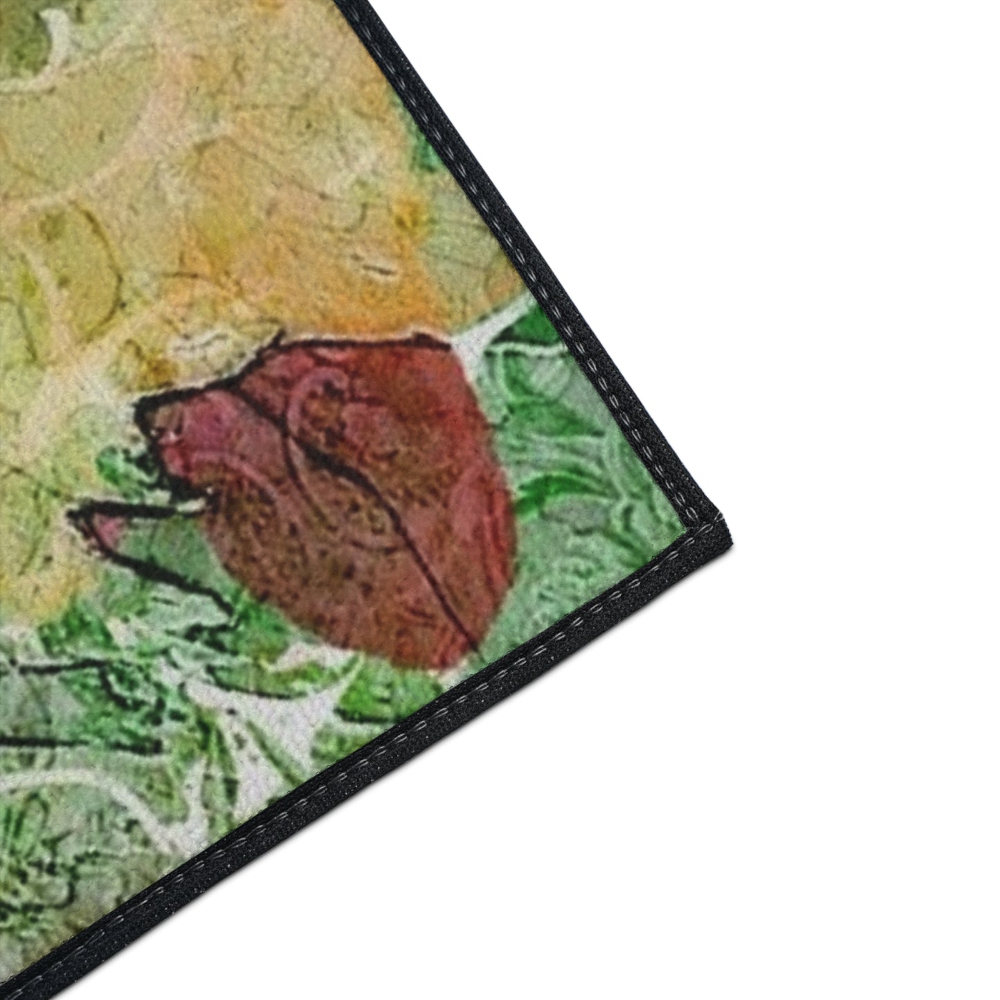 Welcome Floral Heavy Duty Floor Mat — Colorful Abstract Entry Rug