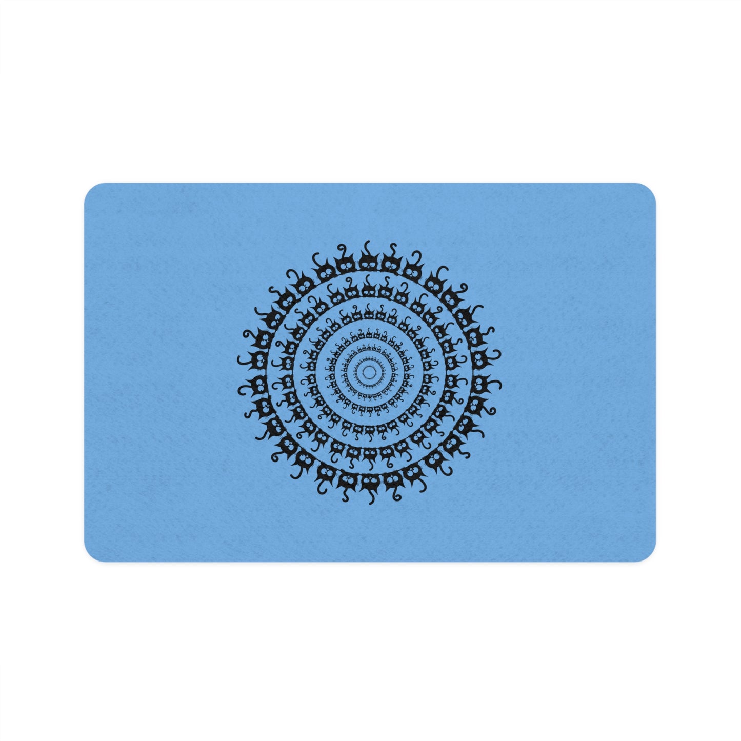 Pet Food Mat — Blue Mandala Paw Print Design (12x18)