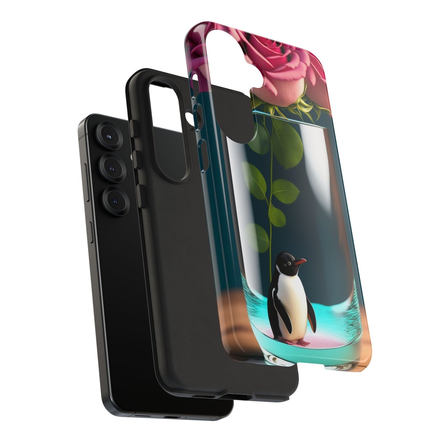 Penguin in a Glass Floral Tough Phone Case — Cute Protective Phone Cover