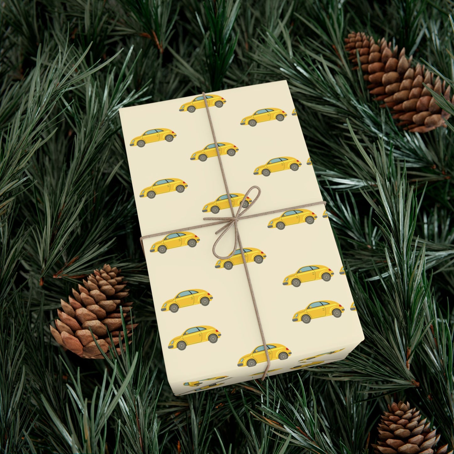 Taxi Pattern Gift Wrap Paper — Yellow Cab Wrapping Sheets for Car Lovers