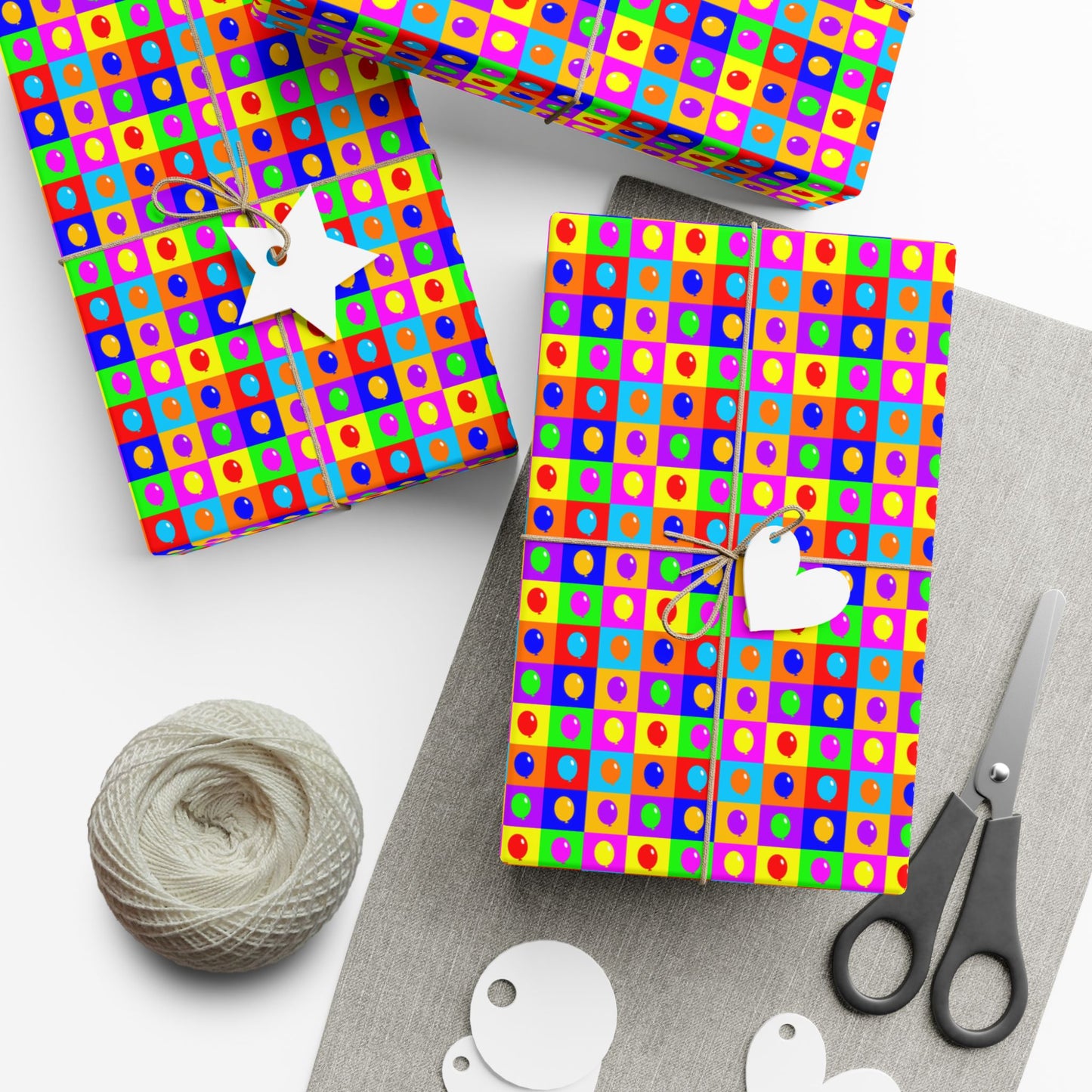 Colorful Heart Grid Gift Wrap Paper — Bright Geometric Valentine & Birthday Wrapping